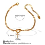 Gold color / 1 Piece Simple Series Simple Letter T Stainless Steel  Gold Color Rhinestone Women's Charm Bracelets Picture20